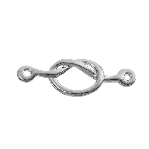 Picture of Zinc Based Alloy Connectors Love Knot Silver Tone Hollow 23mm x 8mm, 10 PCs
