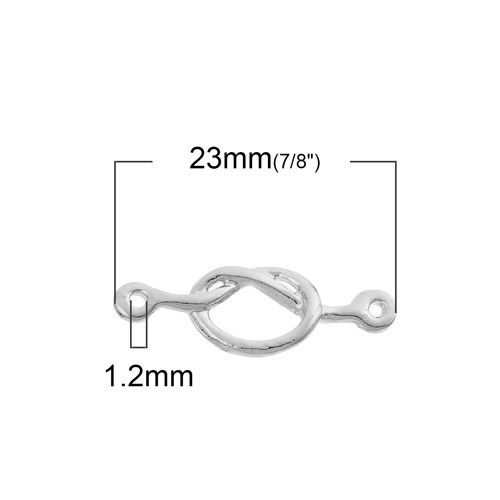 Picture of Zinc Based Alloy Connectors Love Knot Silver Tone Hollow 23mm x 8mm, 10 PCs