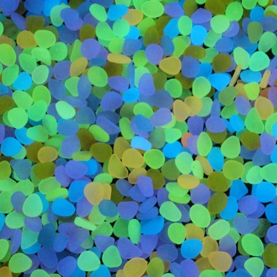 Picture of Resin Glow In The Dark Rubble Pebbles Fish Tank Aquarium Decor 3cm x2cm(1 1/8" x 6/8") - 2.3cm x1.7cm( 7/8" x 5/8"), 10 PCs
