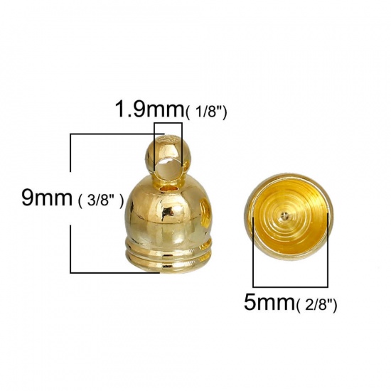 Immagine di Ottone Corda di Collana Terminale Capocorda per Collana Cilindrico Oro Placcato (Adatto alla corda 5mm) 9mm x 6mm, 30 Pz                                                                                                                                      