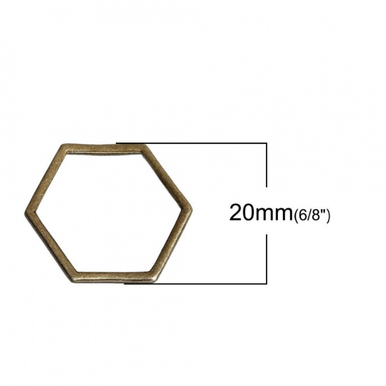 Picture of Zinc Based Alloy Connectors Honeycomb Hexagon Antique Bronze Hollow 23mm x 20mm, 20 PCs