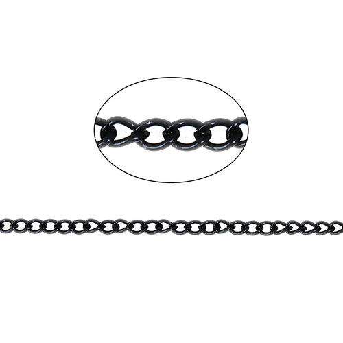 Picture of Iron Based Alloy Link Curb Chain Findings Black 4x3mm( 1/8" x 1/8"), 10 M