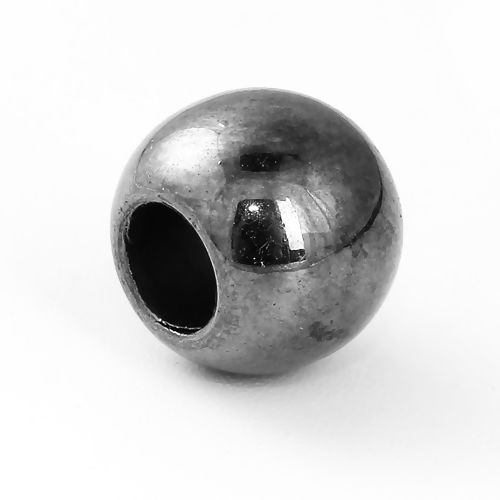 Image de Perles en CCB Plastique Rond Gun Métal 10mm Dia, Taille de Trou: 4.7mm, 100 Pcs