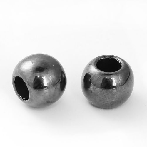 Picture of CCB Plastic Spacer Beads Round Gunmetal About 10mm Dia, Hole: Approx 4.7mm, 100 PCs