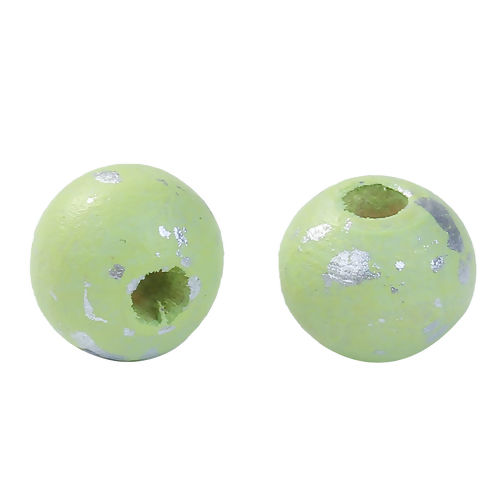 Picture of Hinoki Wood Spacer Beads Round Green About 8mm Dia, Hole: Approx 2.6mm, 300 PCs