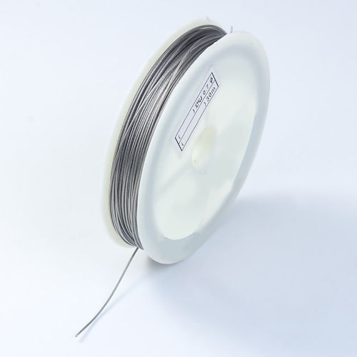 Picture of Steel Wire Beading Wire Thread Cord Antique Silver Color 0.7mm (21 gauge), 1 Roll (Approx 30 M/Roll)