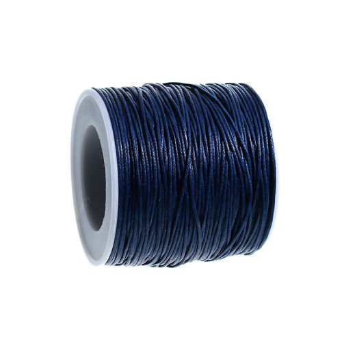 Picture of Cotton Jewelry Wax Cord Dark Blue 1mm, 1 Roll (Approx 70 M/Roll)