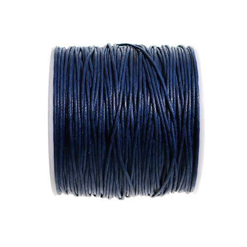 Picture of Cotton Jewelry Wax Cord Dark Blue 1mm, 1 Roll (Approx 70 M/Roll)