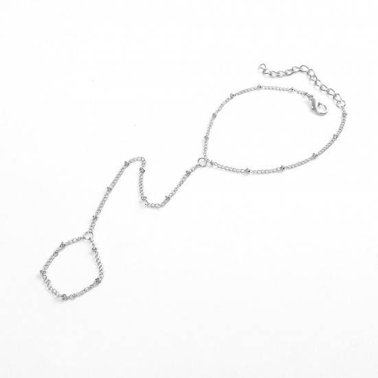 Immagine di Bracciale anello di mano catena Slave Argento Placcato lunghezza: 18.3cm, 1 Pz