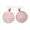 Picture of Zinc Based Alloy Pendants Round Rose Gold Cabochon Settings (Fits 25mm Dia.) 36mm x 28mm, 5 PCs