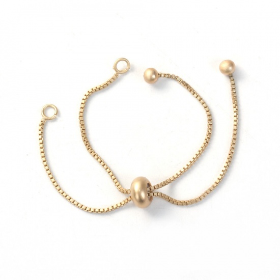 Picture of Brass Slider/Slide Extender Chain For Jewelry Necklace Bracelet Matt Gold Adjustable 95mm(3 6/8") long, 2 PCs                                                                                                                                                 