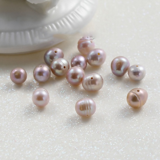 Image de Perles de Culture d'Eau Douce Perles Rond Mauve, 8mm - 7mm, Taille de Trou: 0.7mm, 10 Pcs