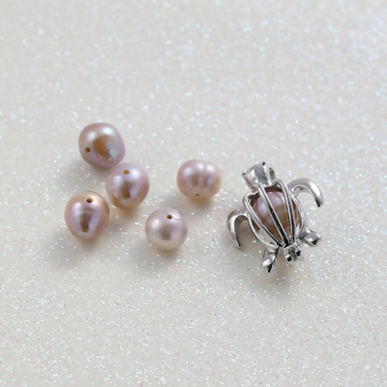 Picture of Freshwater Cultured Pearl Beads Round Mauve About 8mm Dia. - 7mm, Hole: Approx 0.7mm, 10 PCs