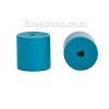 Immagine di Legno Separatori Perline Cilindrico Blu Pavone 20mm x 20mm, Foro: Circa 4.4mm, 20 Pz