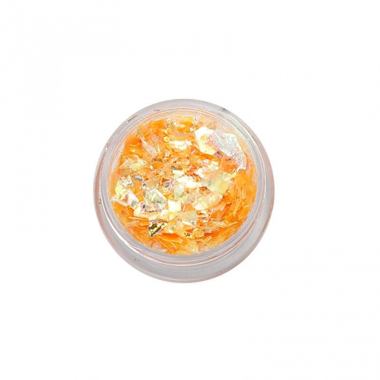 Picture of Resin Jewelry DIY Making Craft Pearl Shell Laminate Paper Glitter Fragments Orange 30mm(1 1/8") Dia., 1 Piece