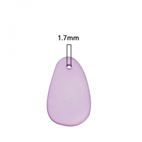 Picture of Resin Sea Glass Charms Drop Purple Frosted 26mm x15mm(1" x 5/8") - 24mm x15mm(1" x 5/8"), 5 PCs