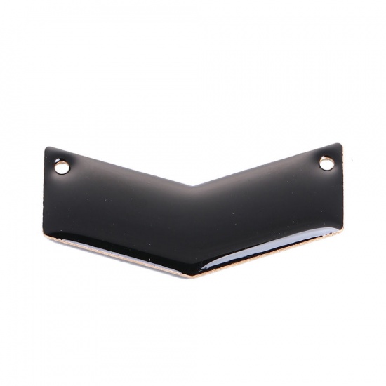 Picture of Brass Enamelled Sequins Connectors V-shaped Unplated White Enamel 30mm(1 1/8") x 15mm( 5/8"), 5 PCs