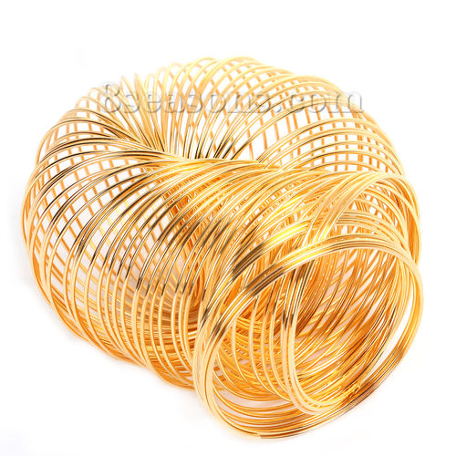 Picture of Steel Wire Beading Wire Bracelets Components Gold Plated 5.5cm(2 1/8") - 5cm(2") Dia. 100 PCs