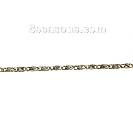 Iron Based Alloy Scroll Chain Findings Antique Bronze 7x2.8mm( 2/8" x 1/8"), 5 M