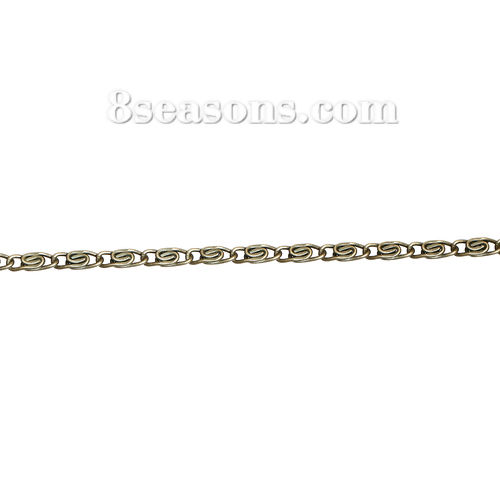 Picture of Iron Based Alloy Scroll Chain Findings Antique Bronze 7x2.8mm( 2/8" x 1/8"), 5 M