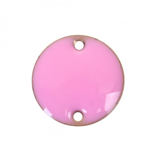 Picture of Brass Enamelled Sequins Connectors Round Unplated White Enamel 12mm( 4/8") Dia, 10 PCs                                                                                                                                                                        