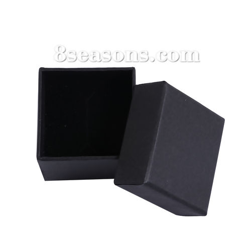 Image de Ecrins à Bijoux en Papier Kraft & Éponge Forme Carré Noir, 52mm x 52mm , 4 Pcs