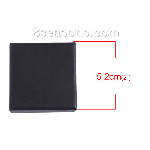 Picture of Kraft Brown Paper & Sponge Jewelry Ring Gift Boxes Square Black 52mm(2") x 52mm(2") , 4 PCs