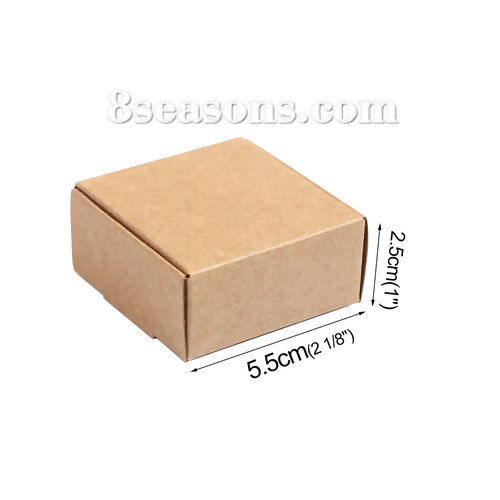 Picture of Paper Jewelry Gift Flower Wrapping Square Brown Yellow 55mm(2 1/8") x 55mm(2 1/8") , 30 PCs