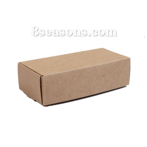 Picture of Paper Jewelry Gift Flower Wrapping Rectangle Brown Yellow 12.5cm(4 7/8") x 6cm(2 3/8") , 10 PCs