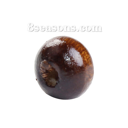 Picture of Hinoki Wood Spacer Beads Round Coffee Painting About 7mm Dia. - 6mm Dia. Hole: Approx 1.8mm, 3000 PCs