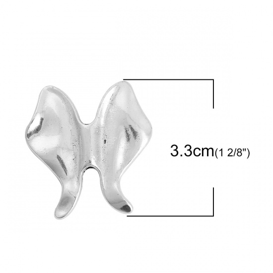 Picture of Zinc Based Alloy Spacer Beads Wing Antique Silver Color About 3cm x 2.4cm, Hole: Approx 2.2mm, 10 PCs