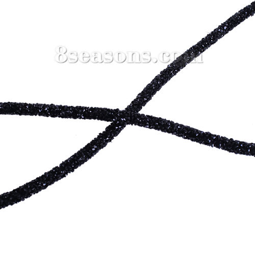 Picture of Acrylic Rhinestone Jewelry Cord Rope Black 6mm( 2/8"), 2 M