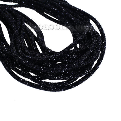 Picture of Acrylic Rhinestone Jewelry Cord Rope Black 6mm( 2/8"), 2 M