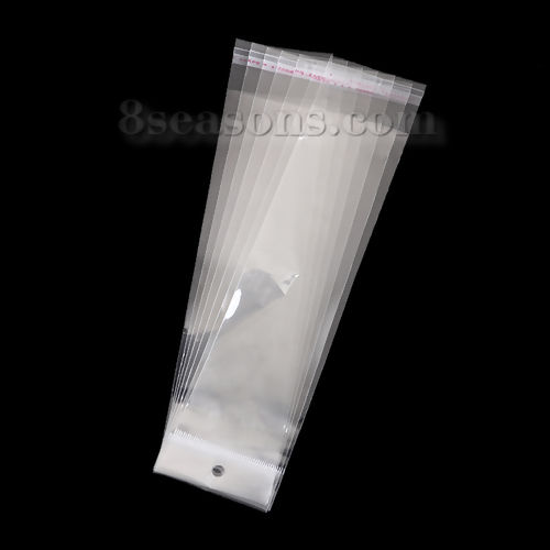 Immagine di Plastica Buste Bustine Confezioni Chiusura Adesiva Rettangolo Trasparente (Spazio usabile 18cmx5.1cm) 22.6cm x 5.1cm, 300 Pz