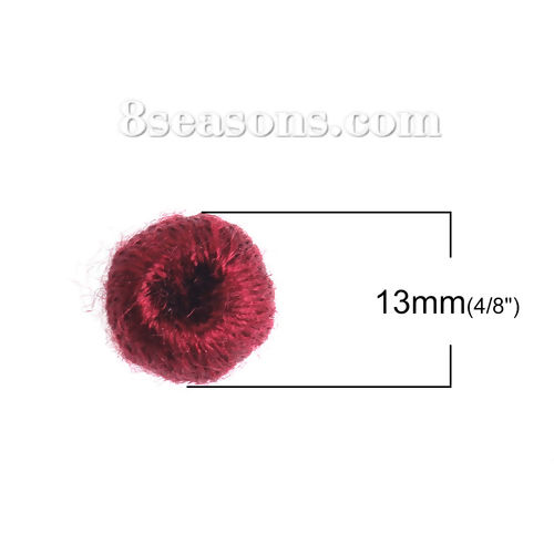 Bild von Acryl & Baumwolle Perlen Rund Rotweinfarben ca. 13mm x 10mm, Loch:ca. 4.5mm, 5 Stück