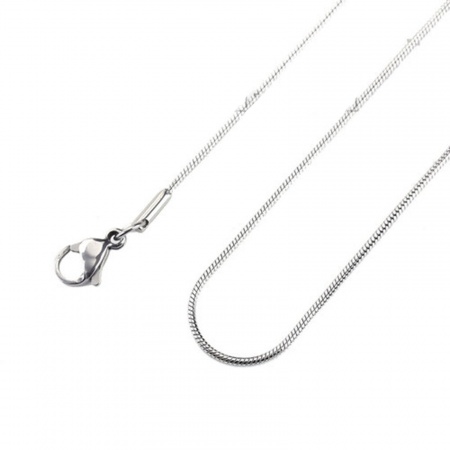 304 Stainless Steel Snake Chain Necklace Silver Tone 51cm(20 1/8") long, Chain Size: 1.2mm, 1 Piece