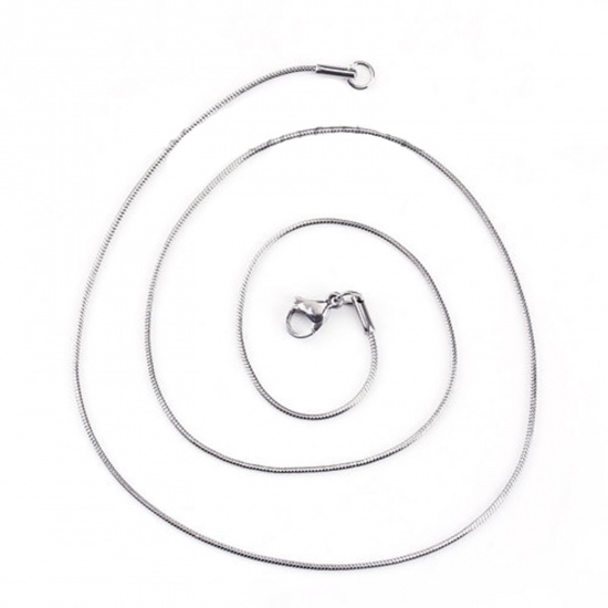 Bild von 304 Edelstahl Schlangenkette Kette Halskette Silberfarbe 51cm lang, Kettengröße: 1.2mm, 1 Strang