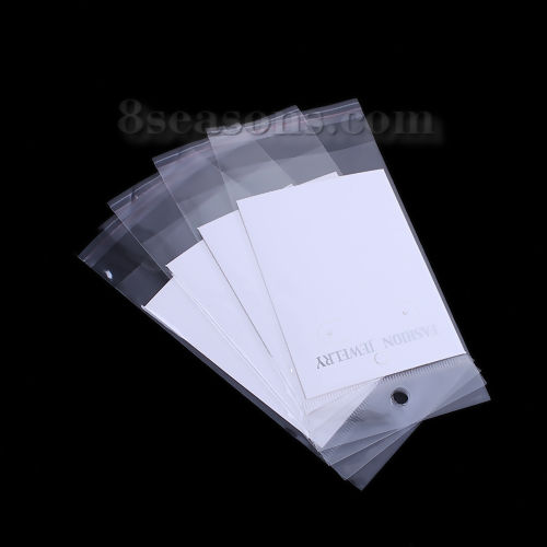 Image de Présentoir de Bijoux pour Boucles d'Oreilles Papier Blanc 10.5cm x 7.5cm, 30 Pcs