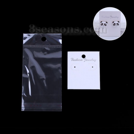 Bild von Papier Schmuck Ohrringe Display-Karte Weiß 60mm x 50mm, 50 Stück