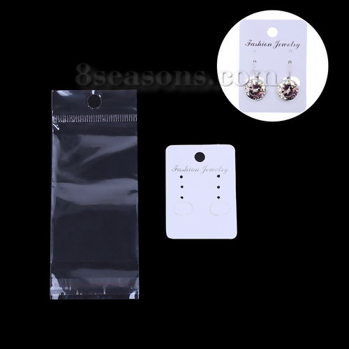 Picture of Paper Jewelry Earrings Display Card White 55mm(2 1/8") x 40mm(1 5/8"), 100 PCs