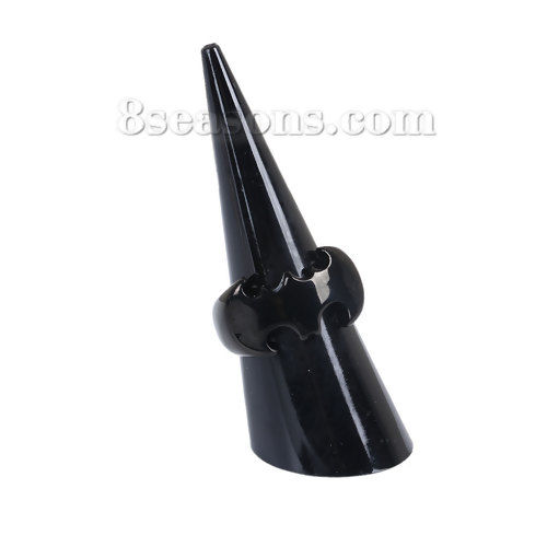 Picture of Plastic Jewelry Ring Displays Cone Black 67mm(2 5/8") x 24mm(1") , 3 PCs
