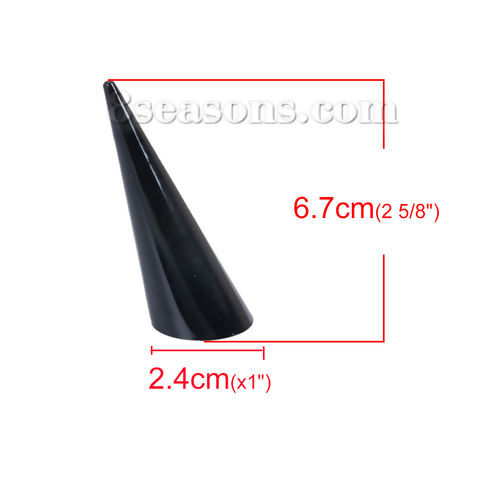 Picture of Plastic Jewelry Ring Displays Cone Black 67mm(2 5/8") x 24mm(1") , 3 PCs