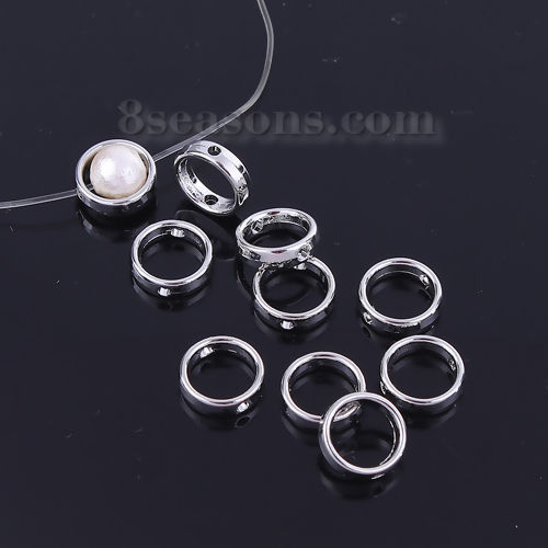 Picture of Zinc Based Alloy Beads Frames Circle Ring Silver Tone (Fits 8mm Beads) 12mm Dia, 10 PCs