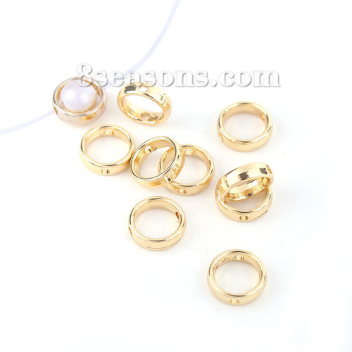 Picture of Zinc Based Alloy Beads Frames Circle Ring Gold Plated (Fits 8mm Beads) 12mm Dia, 10 PCs