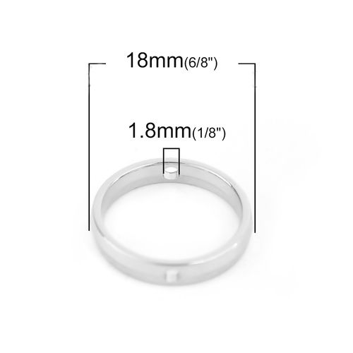 Picture of Zinc Based Alloy Beads Frames Circle Ring Silver Tone (Fits 14mm Beads) 18mm Dia, 10 PCs