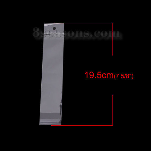 Picture of Plastic Self-Seal Bags Rectangle Transparent Clear (Usable Space: 15x4cm) 19.5cm(7 5/8") x 4cm(1 5/8"), 300 PCs