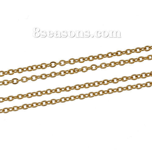 Picture of 304 Stainless Steel Link Cable Chain Findings Gold Plated 1.5x1.2mm, 1 M