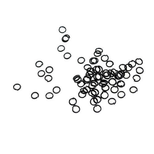 Picture of 0.7mm Iron Based Alloy Open Jump Rings Findings Round Black 4mm Dia, 1000 PCs