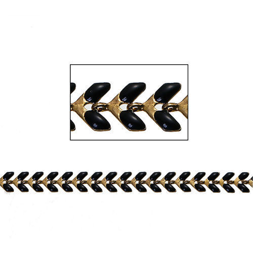 Picture of Brass Spiky Chains Findings Gold Plated Black Enamel 7x6mm( 2/8" x 2/8"), 1 Piece(Approx 0.5 M/Piece)                                                                                                                                                         