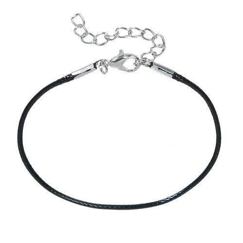 Immagine di Corda della Cera Intrecciatura Braccialetti Nero lunghezza:18.5cm 10 Pz